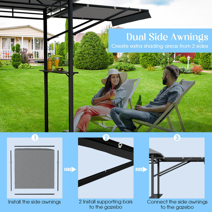 13.5 x 4 Feet Patio BBQ Grill Gazebo Canopy with Dual Side Awnings