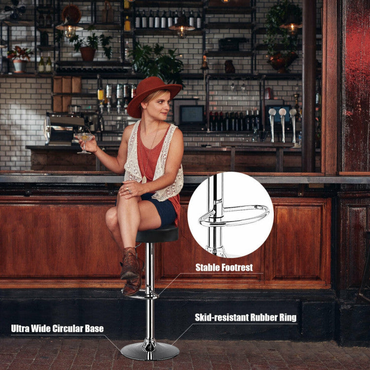 Set of 2 Adjustable Swivel Round Bar Stool  Pub Chairs