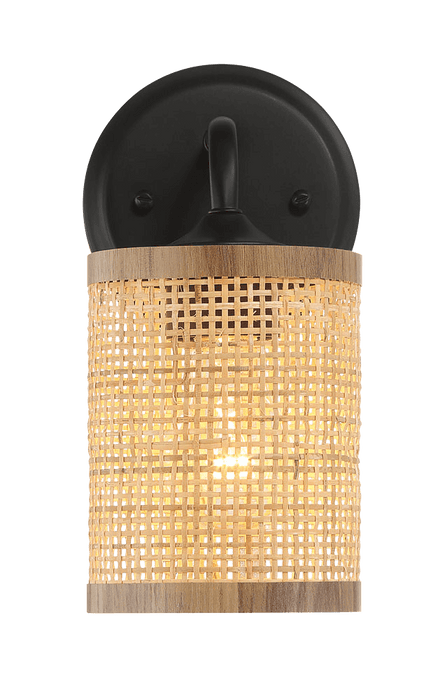 Reef Single Lights Wall Sconce With Natural Rattan Shade Rustic Wicker Wall Light - West Lamp