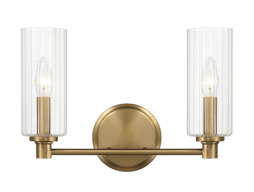 Regal Double Light Vanity With Clear Ribbed Glass - Satin Brass - West Lamp