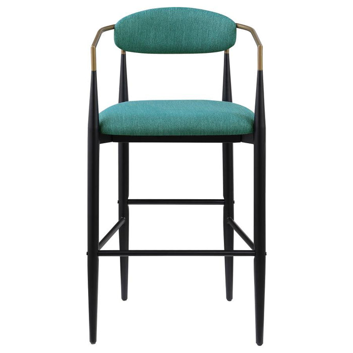 Tina Metal Pub Height Bar Stool with Upholstered Back and Seat set of 2