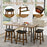 Faux PU Leather Bar Height Stools Set of 2 with Woven Curved Seat