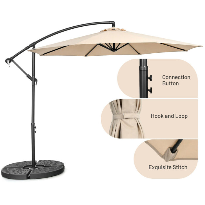 10 Feet Offset Umbrella with 8 Ribs Cantilever and Cross Base