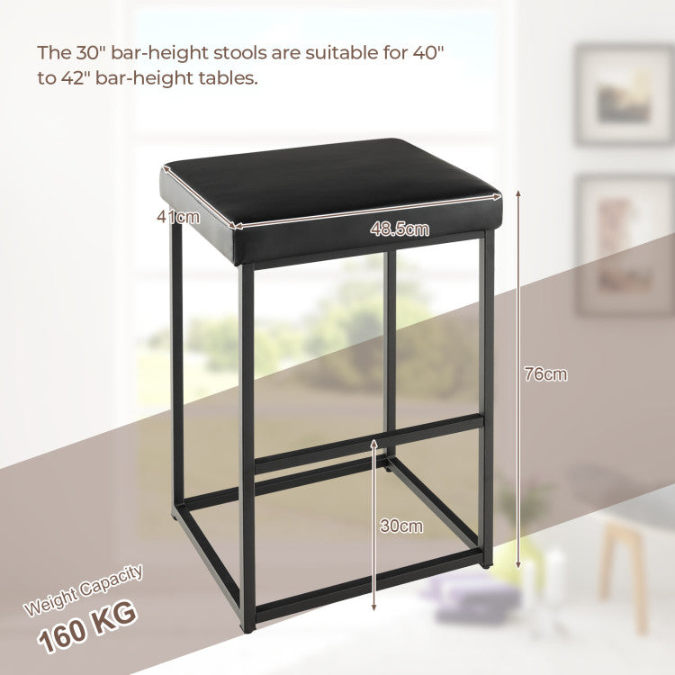 30 Inch Barstools Set of 2 with PU Leather Cover