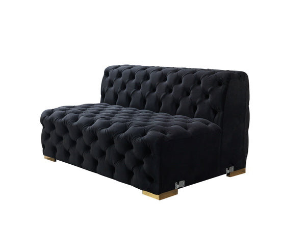 Neva Black Velvet Double Chaise Sectional