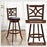 360° Swivel Bar Chairs with Leather Cushioned Seat and Rubber Wood Frame