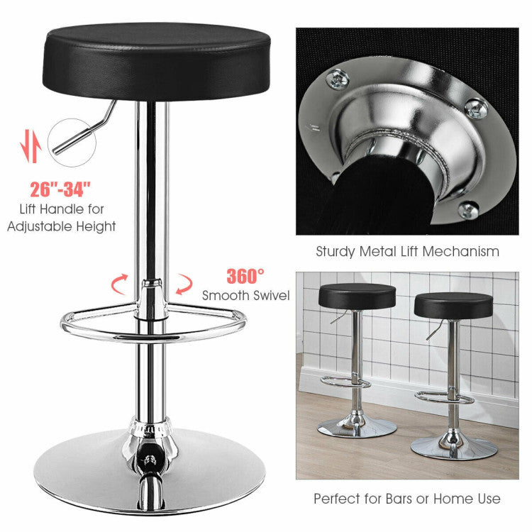 Set of 2 Adjustable Swivel Round Bar Stool  Pub Chairs