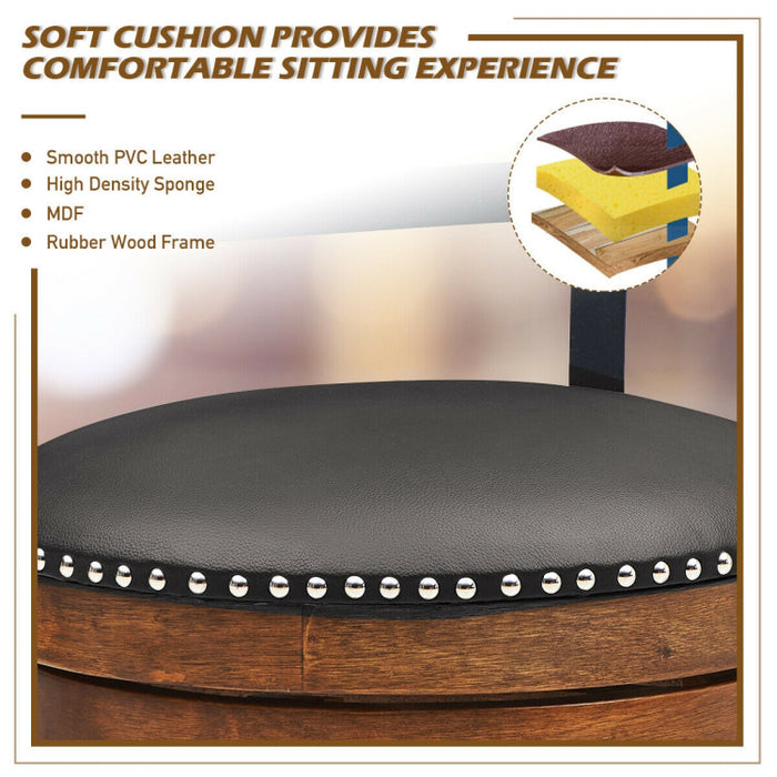 25.5 Inch/30.5 Inch 360-Degree Bar Swivel Stools with Leather Padded