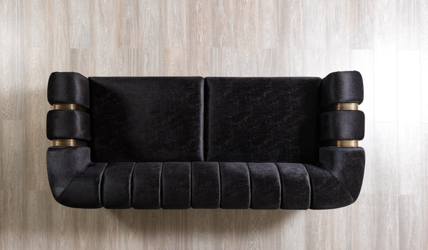 Santana Black Velvet Sofa & Loveseat