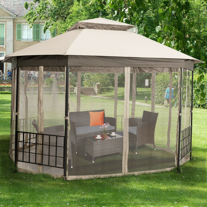 10’x 12’ Octagonal Patio Gazebo with Mosquito Net