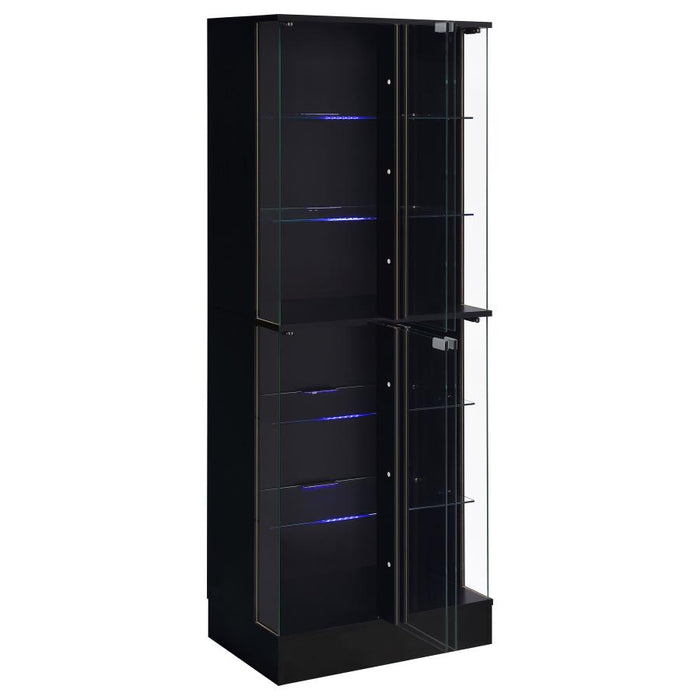 Cabra Display Case Curio Cabinet with Glass Shelves and LED Lighting White/ Black High Gloss