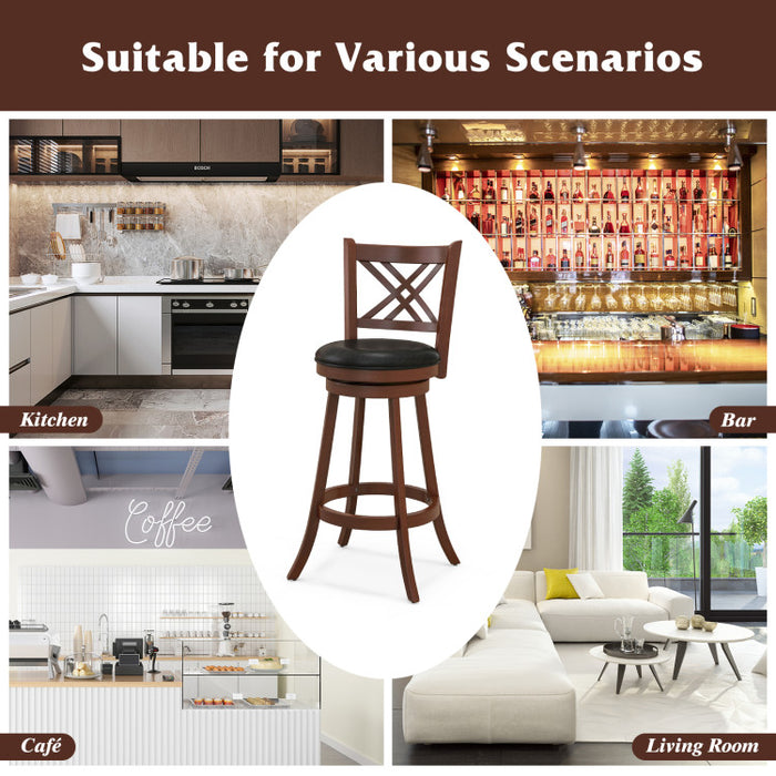 360° Swivel Upholstered Barstools Set of 2 with Back and Footrest