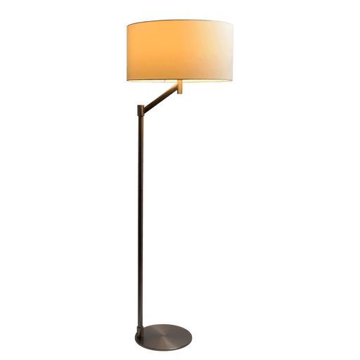 Serene Brushed Nickel Floor Lamp with Rotary Switch Metal Base White Linen Shade - West Lamp