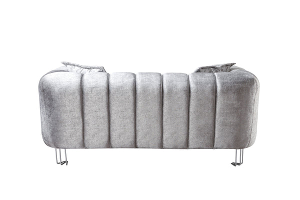 Santana Silver Velvet Sofa & Loveseat