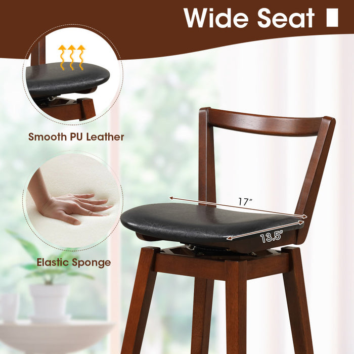 Swivel Upholstered PU Leather Stool with Backrest and Cushioned Seat