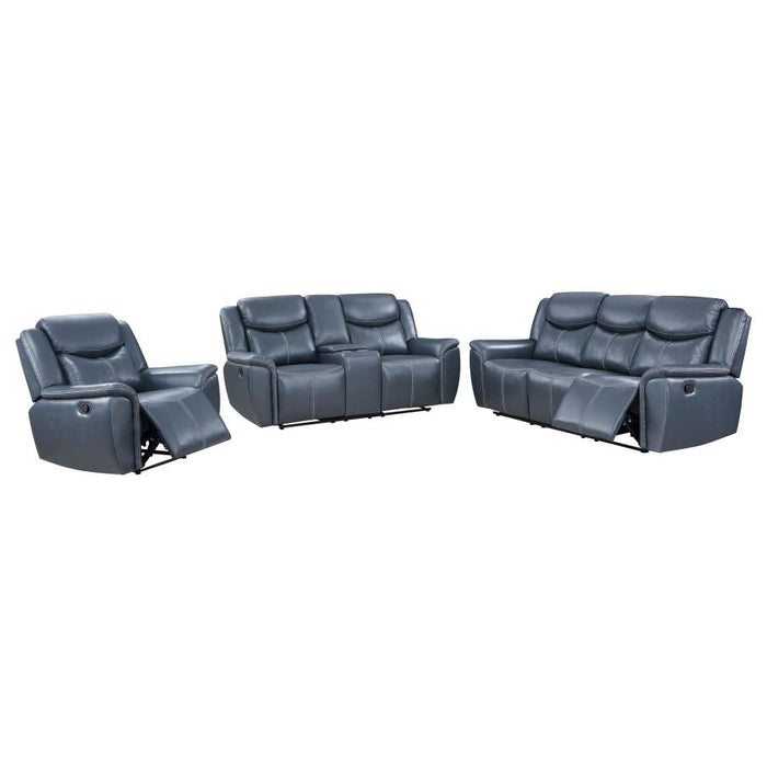 Sloane 3-Piece Upholstered Motion Reclining Sofa Set Blue