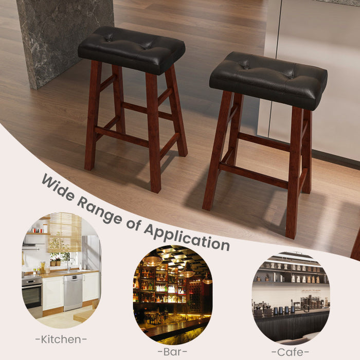 Set of 2 Modern Backless Bar Stools with Padded Cushion