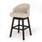 Set of 2 Swivel Bar Stools with Rubber Wood Legs and Padded Back