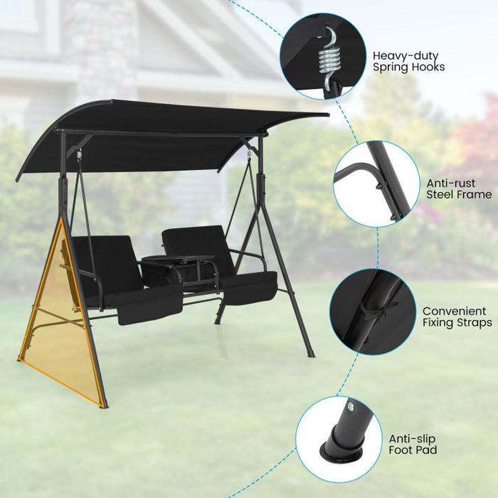 Porch Swing Chair with Adjustable Canopy