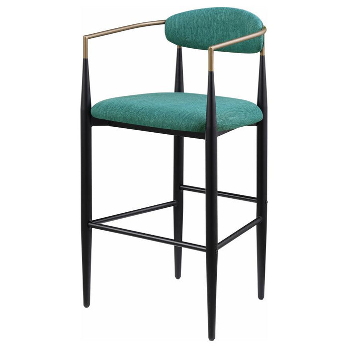 Tina Metal Pub Height Bar Stool with Upholstered Back and Seat set of 2