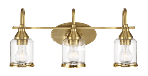 Twilight Three Lights Brushed Gold Contemporary Vanity Light 22"W × 10"H × 7.48"E with Clear Glass - West Lamp