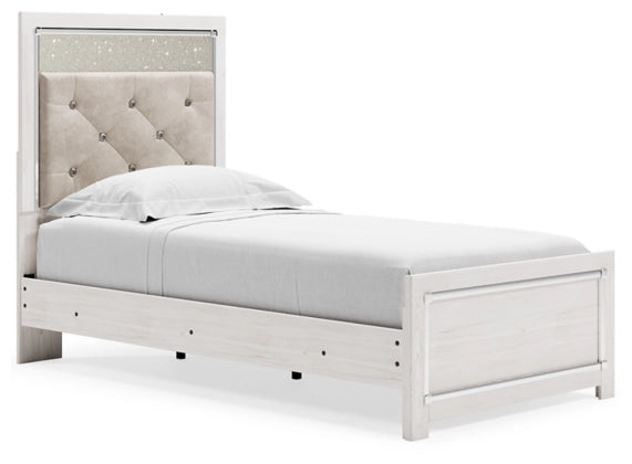 Altyra Panel Bed with Upholstered Headboard