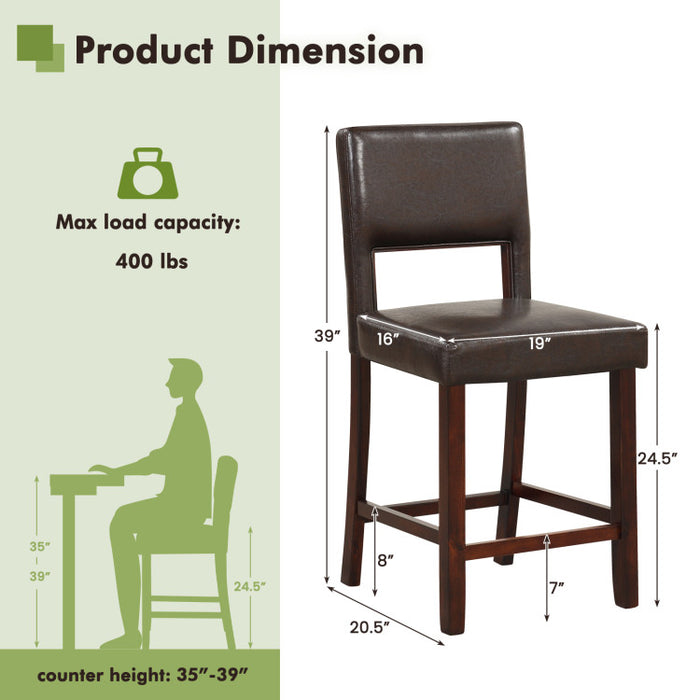 2 Piece Bar Chair Set with Hollowed Back and Rubber Wood Legs