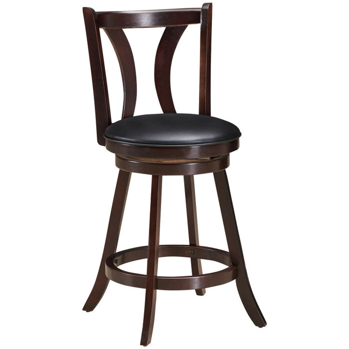 24/29.5 Inch Set of 2 Swivel Bar Stools Bar Height Chairs with Rubber Wood Legs