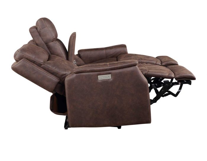 Valencia Dual-Power Leatherette Reclining Console Loveseat