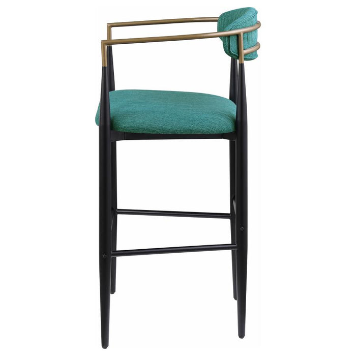 Tina Metal Pub Height Bar Stool with Upholstered Back and Seat set of 2