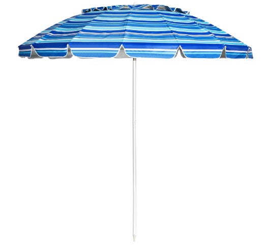 8 Feet Portable Beach Umbrella with Sand Anchor and Tilt Mechanism