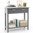 Narrow Console Table with Drawers and Open Storage Shelf