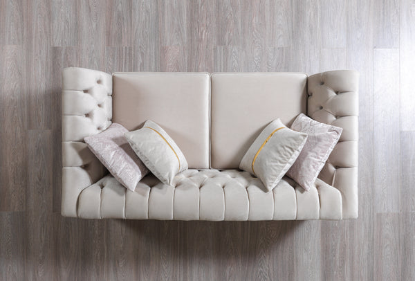 Milena Ivory Velvet Sofa & Loveseat