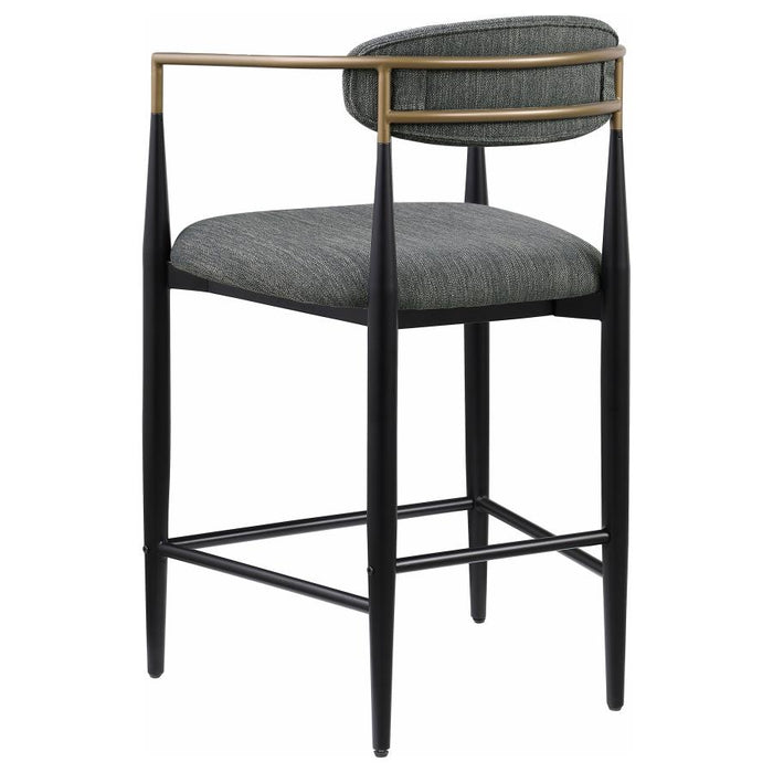 Tina Metal Counter Height Bar Stool with Upholstered Back and Seat