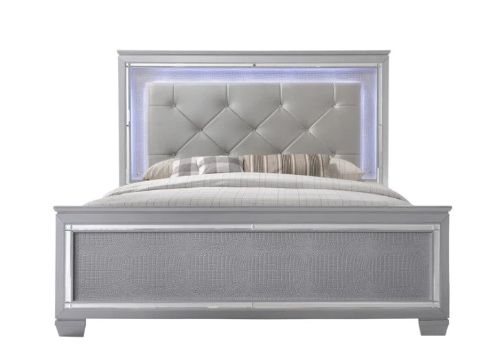 Lillian Silver LED Upholestered Bed