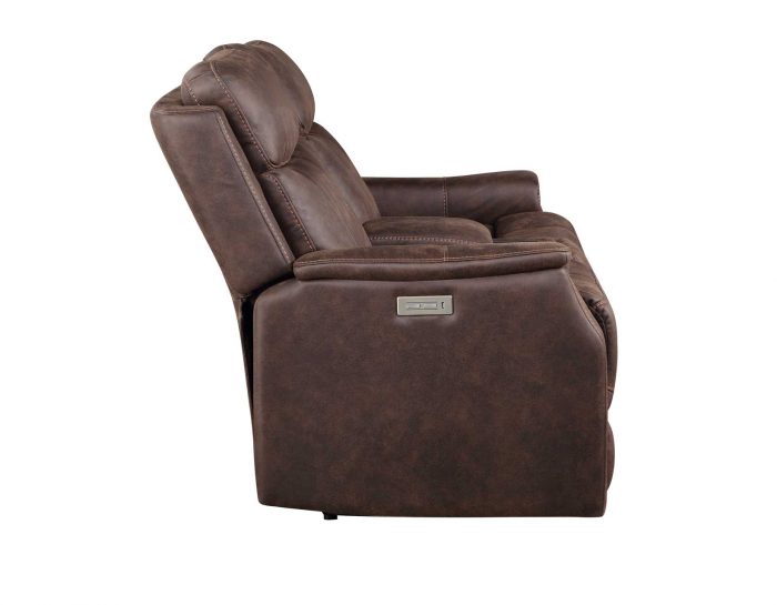 Valencia Dual-Power Leatherette Reclining Console Loveseat