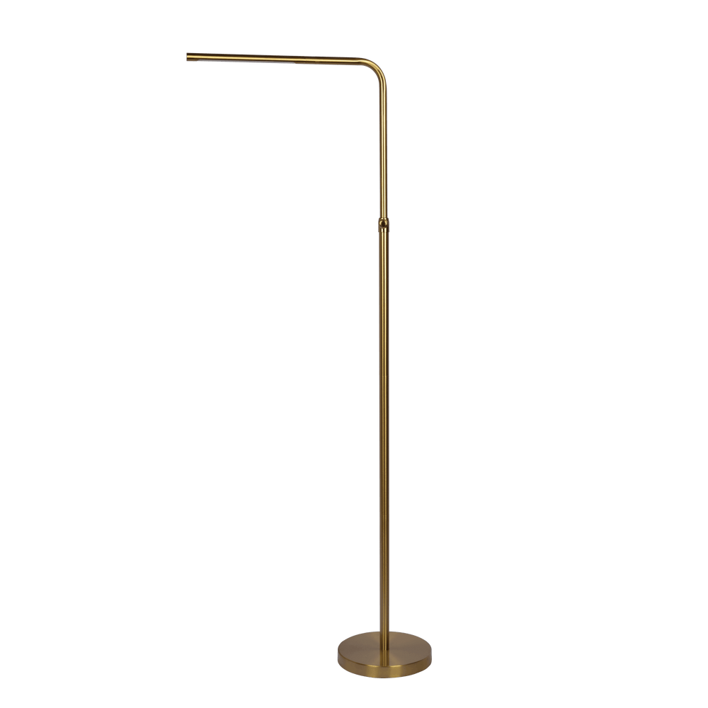 Verve Brassed Gold Floor Lamp with On/Off Switch Adjustable Led Round Base - West Lamp