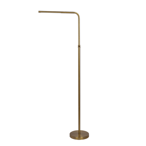 Verve Brassed Gold Floor Lamp with On/Off Switch Adjustable Led Round Base - West Lamp