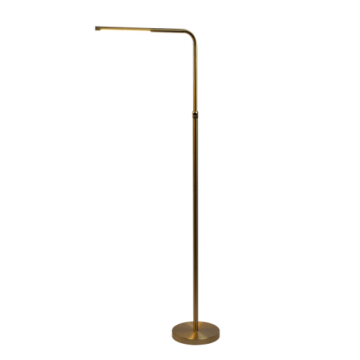 Verve Brassed Gold Floor Lamp with On/Off Switch Adjustable Led Round Base - West Lamp