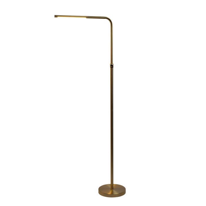 Verve Brassed Gold Floor Lamp with On/Off Switch Adjustable Led Round Base - West Lamp