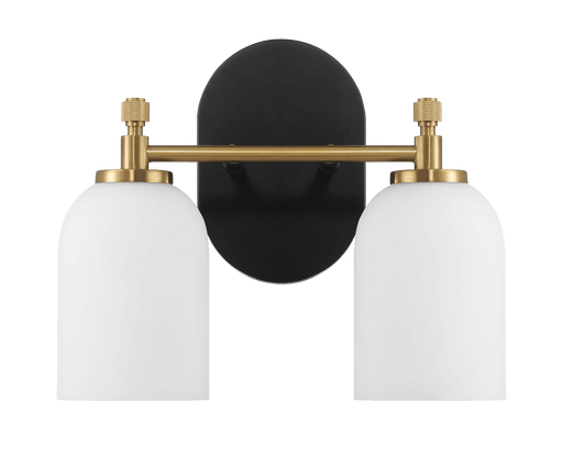 Vortex Two Lights Vanity in Traditional Style for Over Bathroom Mirror Wall Sconce 12.25"W × 10.125"H × 5.5"E With White Frosted Glass - West Lamp