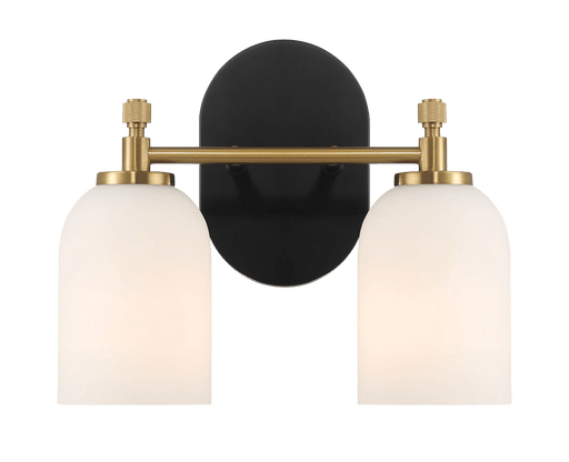 Vortex Two Lights Vanity in Traditional Style for Over Bathroom Mirror Wall Sconce 12.25"W × 10.125"H × 5.5"E With White Frosted Glass - West Lamp