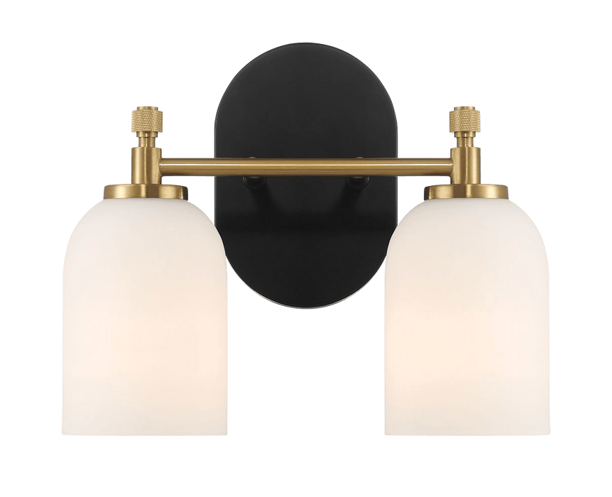 Vortex Two Lights Vanity in Traditional Style for Over Bathroom Mirror Wall Sconce 12.25"W × 10.125"H × 5.5"E With White Frosted Glass - West Lamp