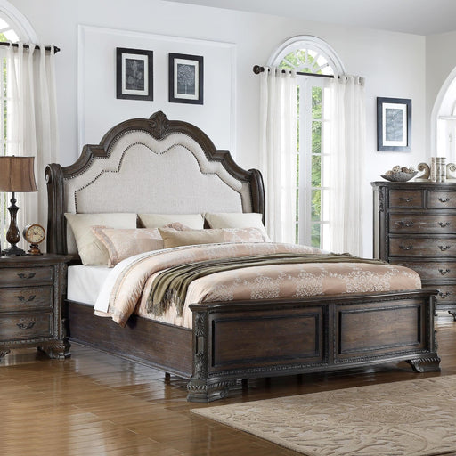 Sheffield Antique Gray Upholstered Panel Bed