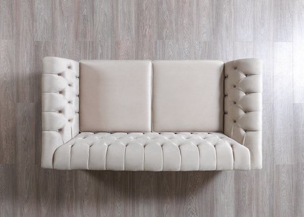 Milena Ivory Velvet Sofa & Loveseat