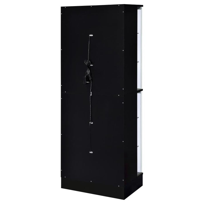 Cabra Display Case Curio Cabinet with Glass Shelves and LED Lighting White/ Black High Gloss