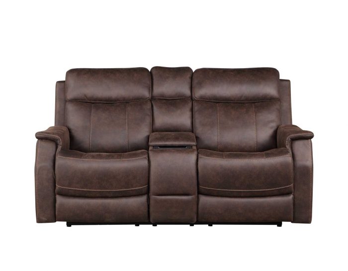 Valencia Dual-Power Leatherette Reclining Console Loveseat