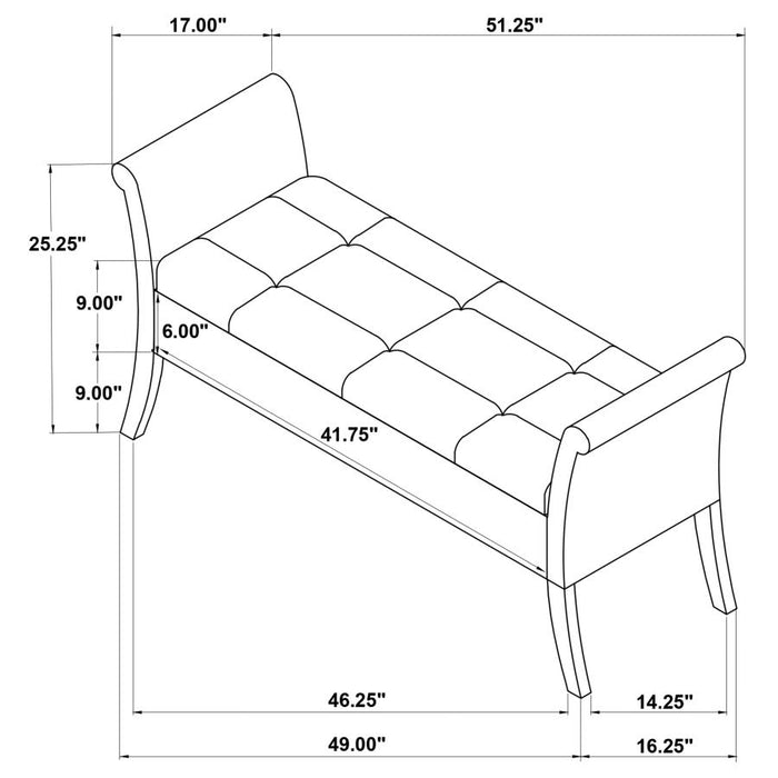 Farrah Upholstered Rolled Arms Storage Bench