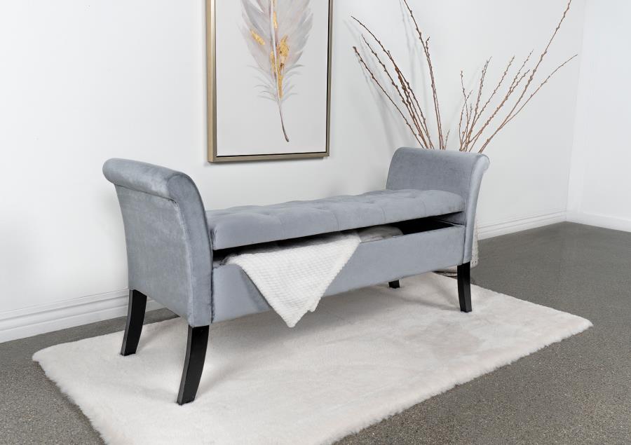 Farrah Upholstered Rolled Arms Storage Bench