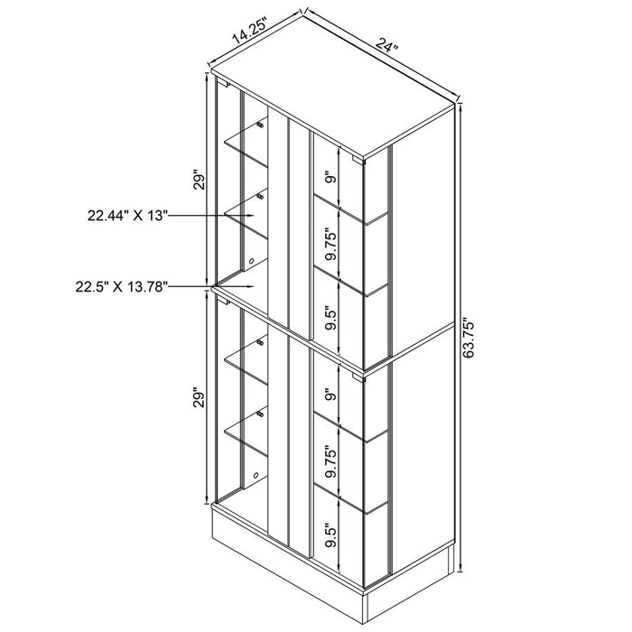 Cabra Display Case Curio Cabinet with Glass Shelves and LED Lighting White/ Black High Gloss